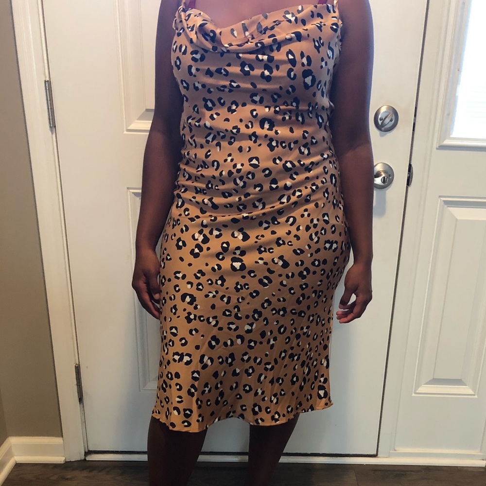 Leopard Satin Slip Dress